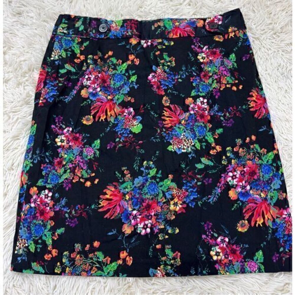 Black Colorful Floral Stretch pencil skirt by Laundry by Shelli Segal size 10